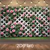 1pc, 2D flat, pink rose climbing white wire mesh fence banner, suitable for birthday celebrations and background banners, wsj