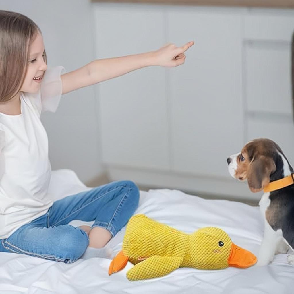 Gelbe Ente Hundespielzeug, Anti-Stress Enten-Hund, Leises Spielzeug Hunde-Kuscheltier, Interaktives Hundespielzeug Unzerstörbare Hundespielzeuge