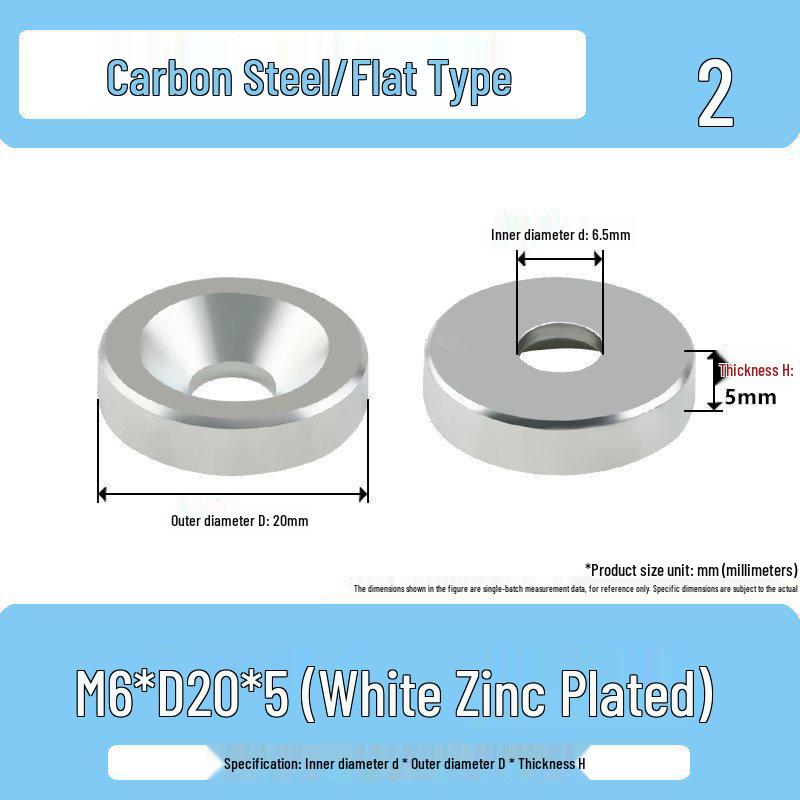 

Galvanized Carbon Steel Fish Eye Countersunk Washer with Recessed Hole for Flat Head Screws (M4, M5, M6)