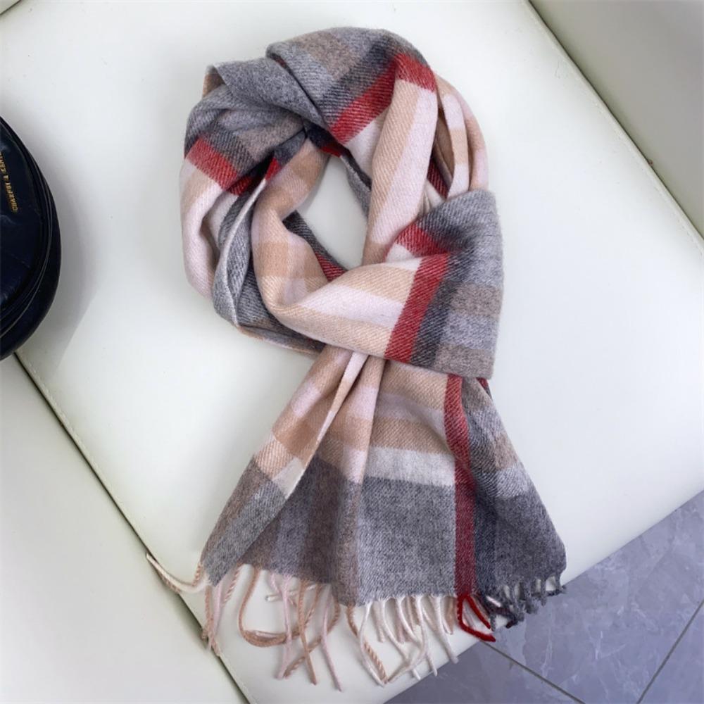 Лучшие товары в Великобритании 100% шерстяной клетчатый шарф женский зимний студенческий — фото 28