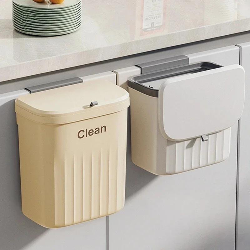 Hochwertiger Haushaltstoilette Badezimmer Wohnzimmer Büro Großvolumiger Klappdeckel-Abfalleimer Wandmontierter Abfalleimer Küche