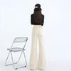 White High-Waisted Micro-Flare Women’s Jeans - Slimming & Loose Fit, Bell Bottom, Wide-Leg for Autumn/Winter 2024