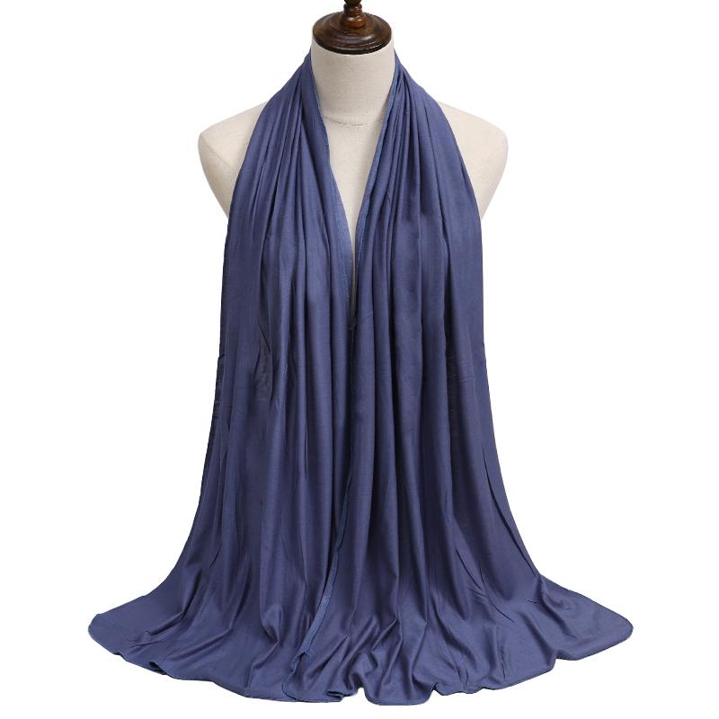 Módní modal Bavlněný dres Hidžáb šátek Dlouhý muslimský šátek Obyčejný měkký turban kravatové zábaly na hlavu pro ženy Afrika čelenka 170x60cm