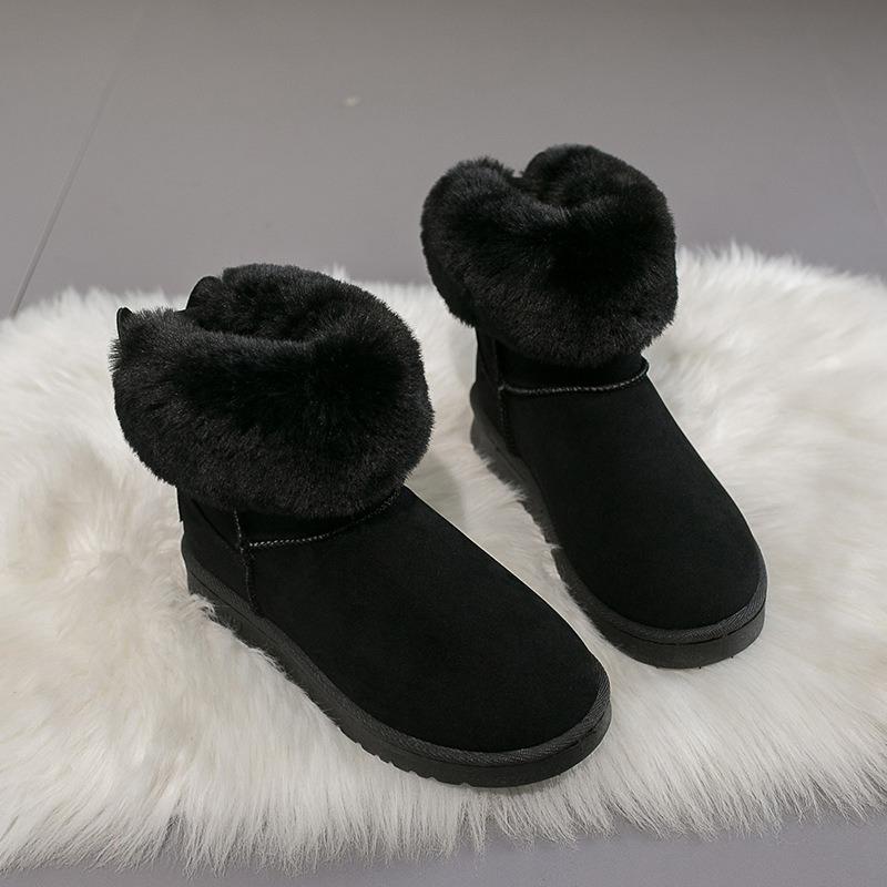 Autumn and Winter New Snow Boots Women's Medium Tube Thick Plush Waterproof Cotton Boots Rabbit Ear Cotton Boots Cross-border