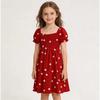 Girls' Fashionable And Caring Printed Dress For Summer, Children's Casual Dress With Bow Ties