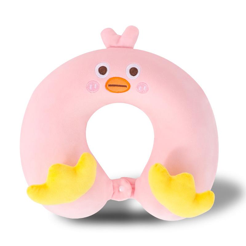 Cartoon U-Shaped Pillow Memory Foam Pillow Core Neck-Protecting Pillow for Airplane Car Travel Portable Office U-Shaped Pillow