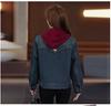 Women's Thick Velvet Hooded Denim Jacket - Autumn/Winter 2025 Chic Casual Top