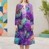 Women Plus Size Black Printed Two Piece Dress Set Round Neck Long Sleeve Cardigan Sleeveless Long Dress