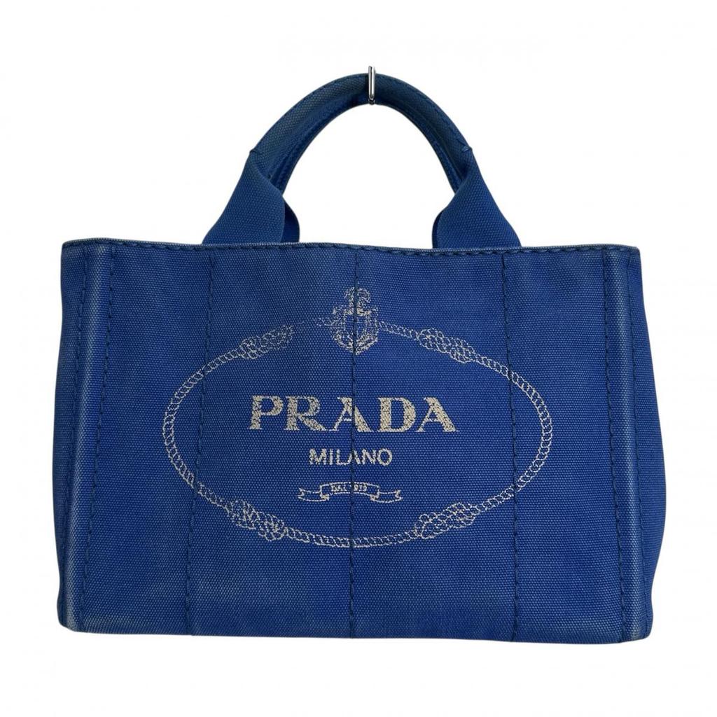 PRADA Canapa mini Tote Bag denim blue Women B2439G Used