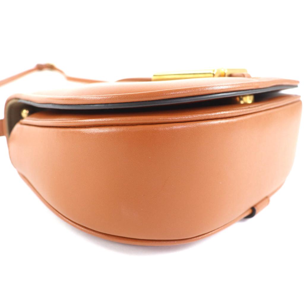 Excellent FENDI Shoulder Bag C'mon Small Brown Leather Women 8BS082 Used