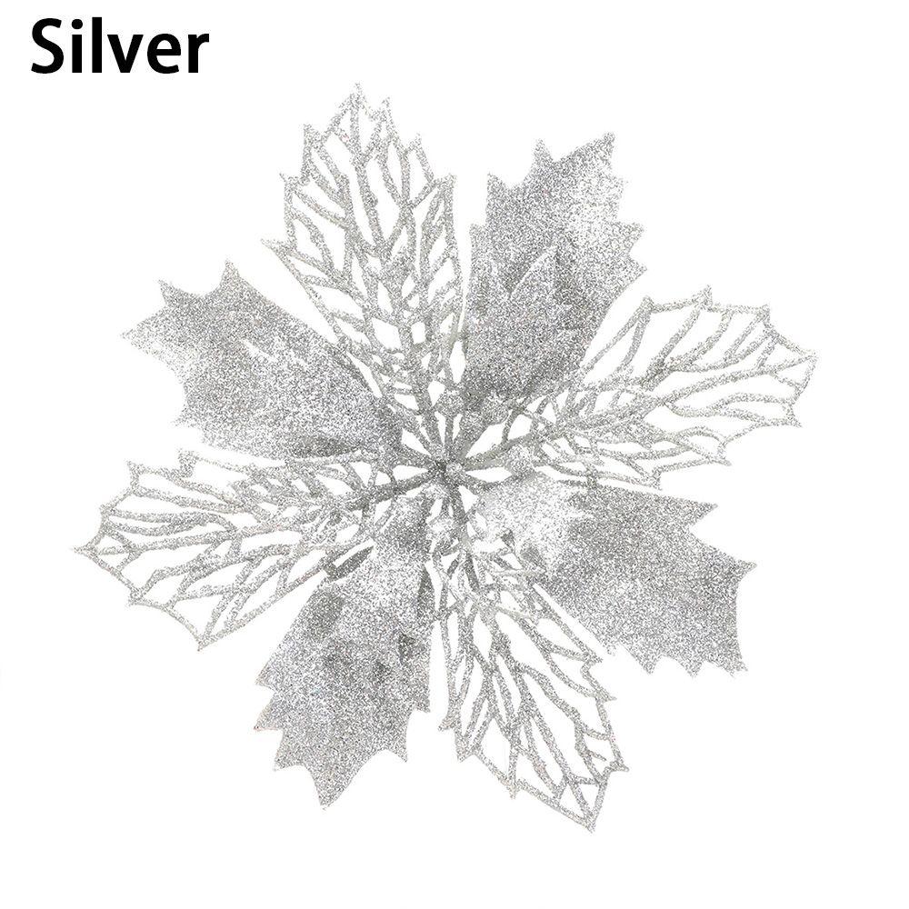 New Glitter Artifical Fake Flowers Christmas Tree Decorations Home Xmas Ornaments Christmas Flowers