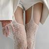 Sexy Women Garter Hollow Stockings Women Lace Jacquard Long Fishnet Stockings Stockings Flower Pantyhose Leggings Tights