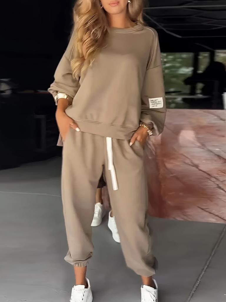 2025 New Women's Cross-border Women's Amazon eBay Casual Sports Sweater Pants Leggings Casual Pants Two-piece Set