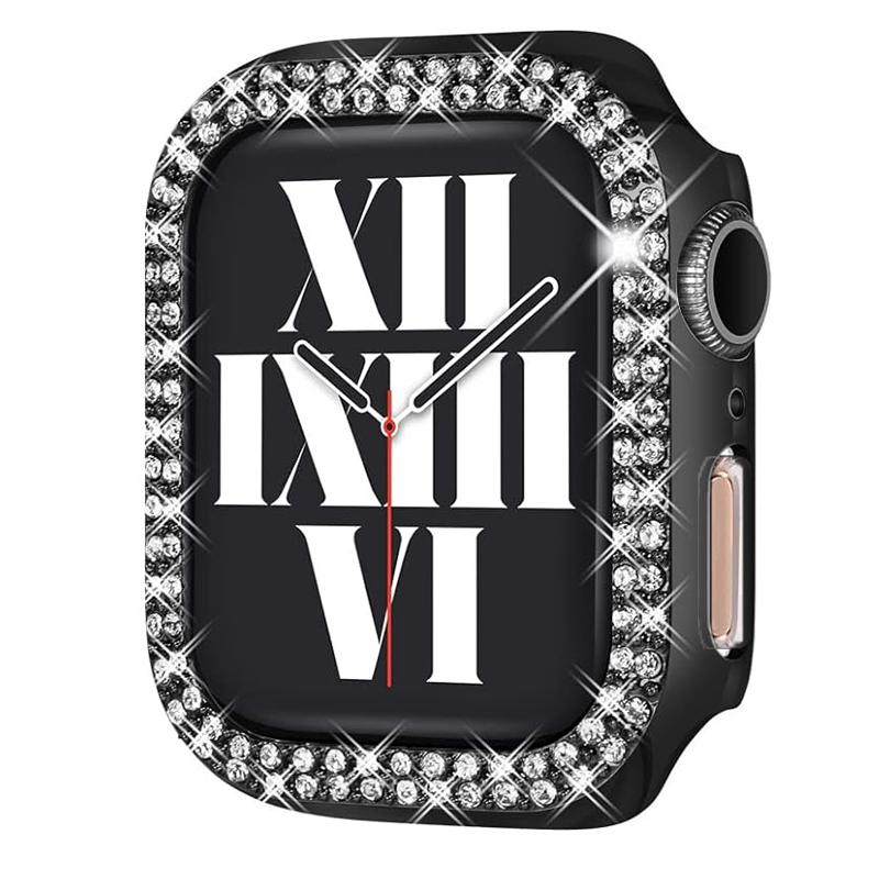 

Bling Case for Watch Series 9 8 7 6 5 4 3 2 1 SE(No Screen), Women Glitter Rhinestone Protector Frame. 44mm чёрный