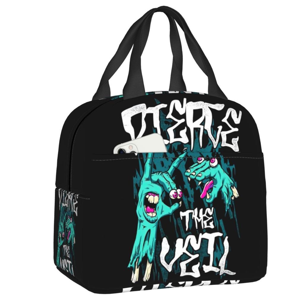Custom Rock Band Pierce Veil Insulated Lunch Bags for Work School Leakproof Thermal Cooler Lunch Box Women Children