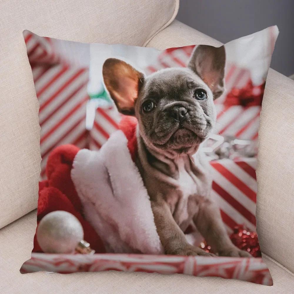 Home Decor Cute Pet Mini French Bulldog Pillowcase Sofa Car Decoration Animal Dog Cushion Cover Printed
