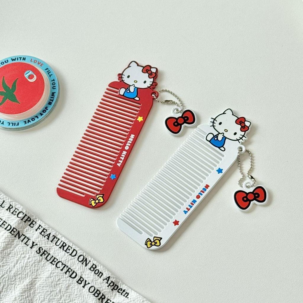 Hello Kitty Cute Cartoon Metal Hair Comb for Girls - Portable Wide-Tooth and Fine-Tooth Design