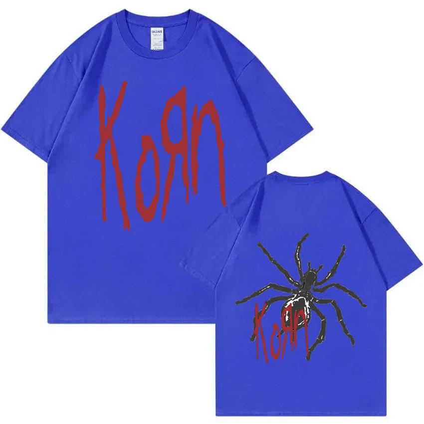 Rock Band Korn Print T Shirts Spider Graphic Tshirt Men Vintage Oversized T-shirt Unisex Alternative Nu Metal Music Short Sleeve