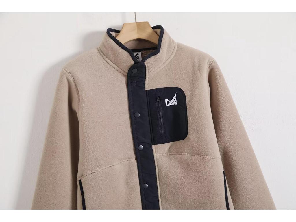 Herren Winter Patchwork Stehkragen Fleece Sweatshirt, 600g beidseitig verdickt.