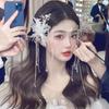 1 Pair of super fairy feather hairpin advanced sense crystal flower long fringe photo show dress hair accessories