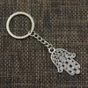 Fashion 30mm Key Ring Metal Key Chain Keychain Jewelry Antique   Plated Hamsa Palm Hand Protection 42x28mm Pendant