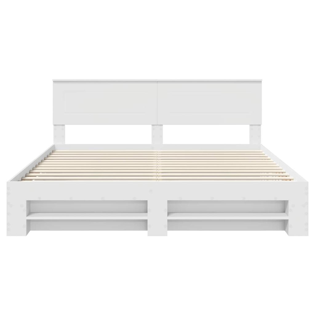 Bed Frame with Headboard White 180 x 200 cm Engineered Wood