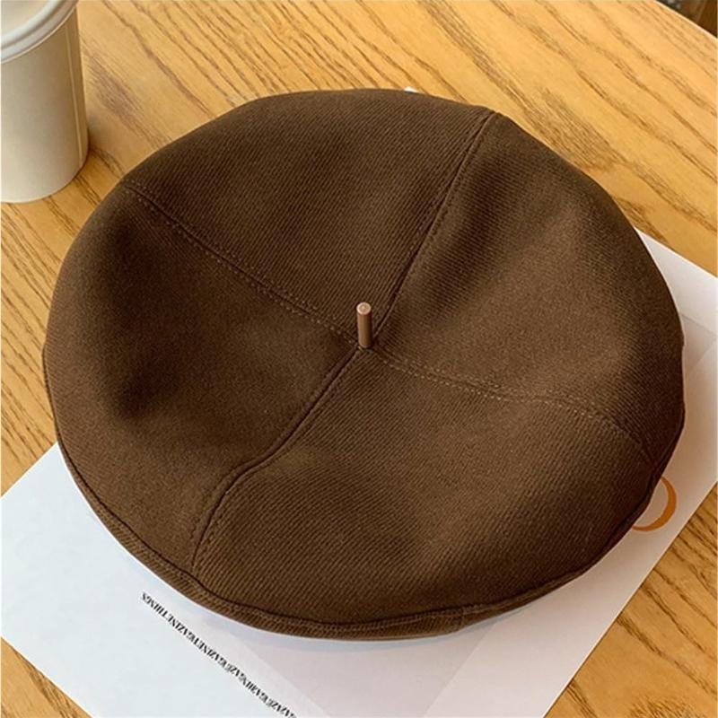 Winter and Autumn Fashion Solid Color Keep Warm Bailey Hat Women Retro Leisure Versatile Octagonal Hat Painter Artist Hats