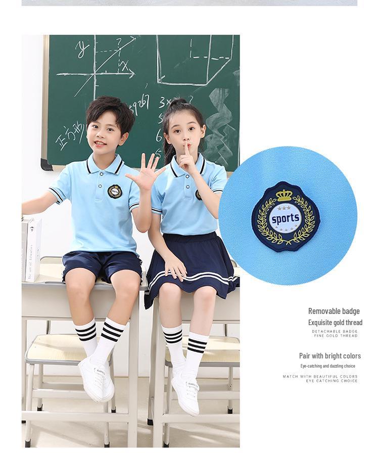 2022 Blue School Uniform Set: Summer Short Sleeve Sportswear for Primary, Junior High & High School