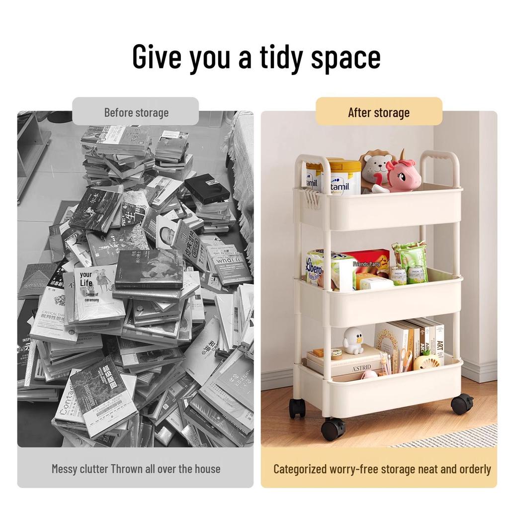 Multi-layer Movable Storage Rack for Bathroom, Snacks, Books & Toys