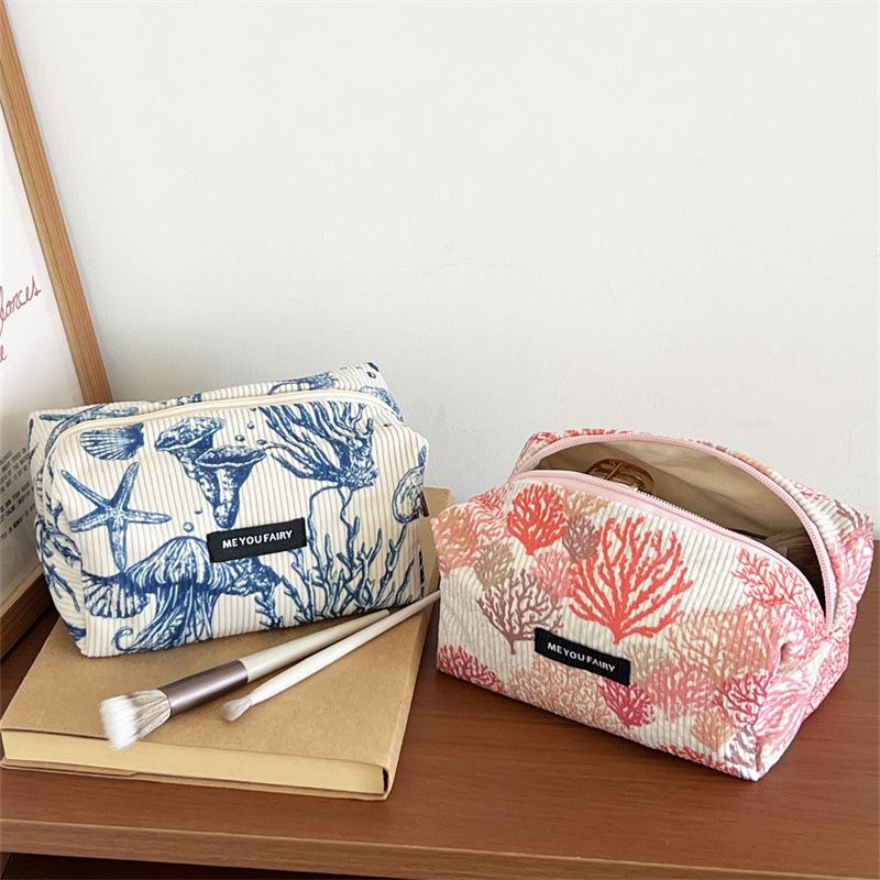 New Corduroy Storage Bag Cosmetic Bag Large Capacity Portable Cosmetic Bag Clutch Bag Storage Bag