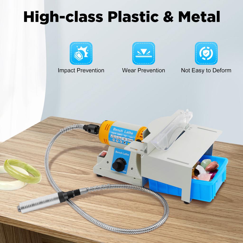 Bymaocar 350w Cutting Polishing Machine for Gem Jewelry Rock Bench Lathe Table Saw Polisher Adjustable Precision Full Accessory