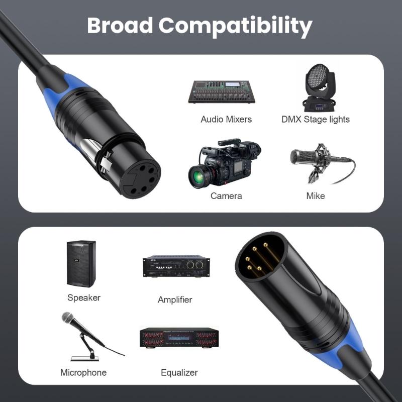 5Pin XLR Splitter Cable With 5Pin XLR Male And Female Connectors For Professional Sound Systems 50cm/19.69in