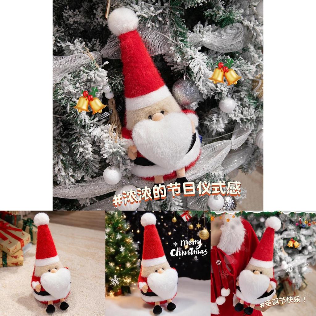 Santa Claus Stuffed Figure With Soft Short Pile For Christmas Party Gifts And Decor