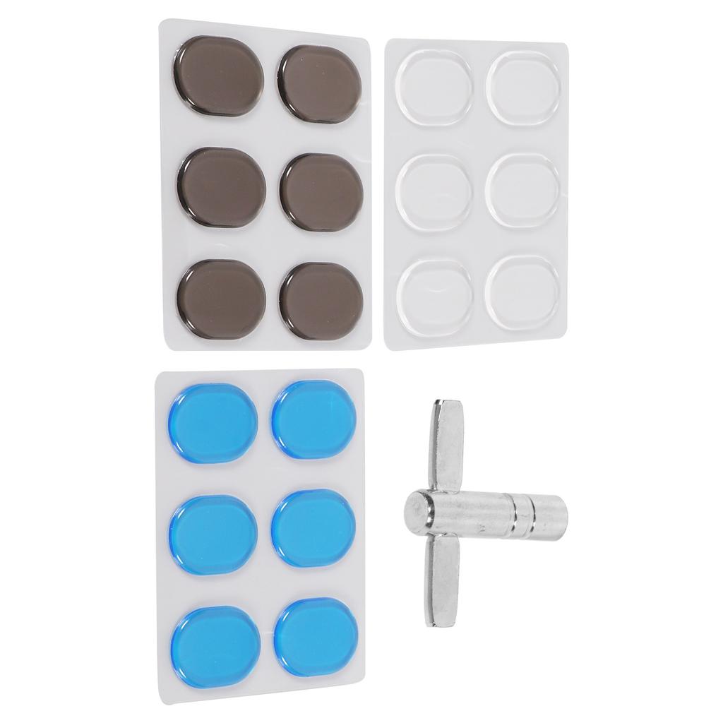 3 Sheets Silicone Mute Pad Drum Kit Soft Dampeners Replacement Sound Damping Mats with T Wrench