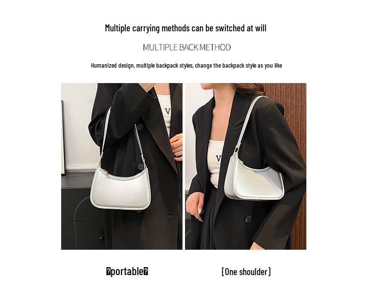 2024 Versatile Textured Casual Bag: Fresh, Simple, Solid Color Shoulder Bag for Autumn/Winter Fashion