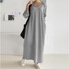 GMXIA Women's Fashion Autumn Winter Solid Color Print Long Sleeve Hooded Casual Dresses Hoodie Dresses