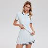 [Completo da Tennis] Polo con Bavero a Maniche Corte da Donna con Gonna Pieghettata Anti-esposizione Moda Golf Set Sportivo alla Moda Due Pezzi