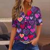 Women's T Shirt Tee Print Button Short Sleeve Daily Weekend Fashion Basic V, Neck Regular Top Valentine's Day