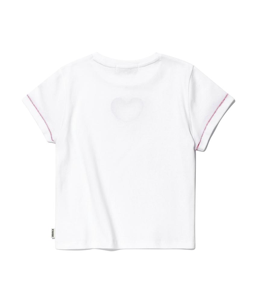 YOUHEE Heart Cutout Lace T-Shirts White