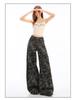 Q2523 Neutral Camo Wide-Leg Women's Jeans - Spring/Autumn New Arrival, Loose Fit, Floor-Length.
