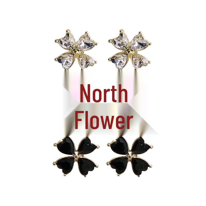 Korean Style S925 Sterling Silver Four-Leaf Clover Stud Earrings Set for Women – Elegant, Girly, Internet Celebrity Jewelry