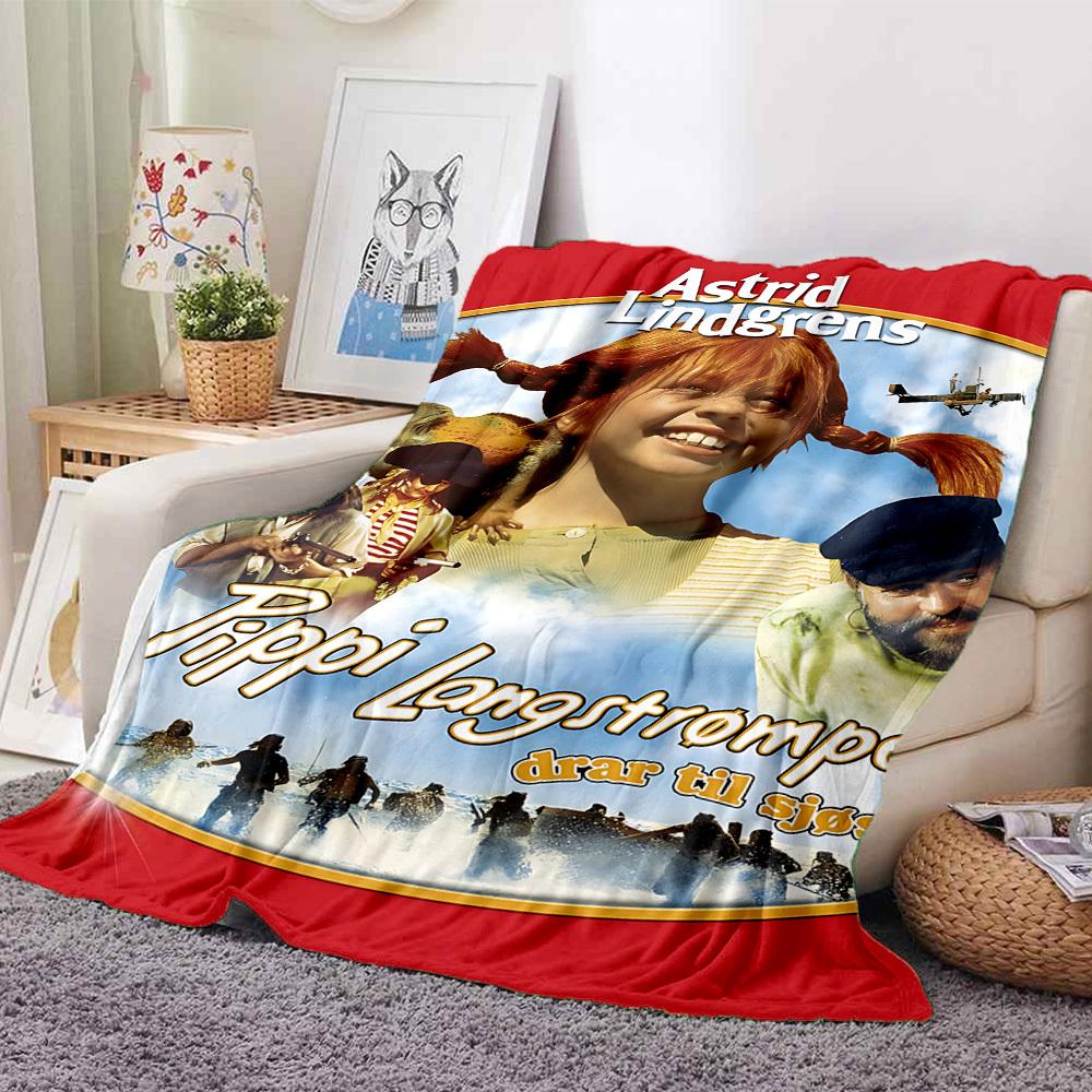 1 buc. Pătura Pippi Șoseta Lungă Moale pentru Toate Sezoanele cu Design Vibrant, Perfectă pentru Casă, Călătorii și Cadouri, Ideală pentru Somnuri și Camping