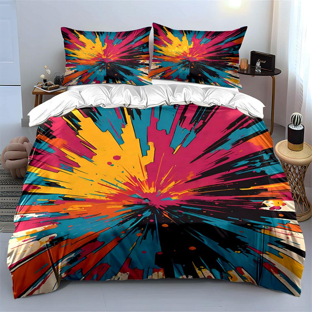 Colorful Explosion Burst Pattern. Bedding Sets Duvet Cover Sets Duvet Covers Pillowcases(1 * Duvet Cover 2 * Pillowcases Without Duvet Insert)