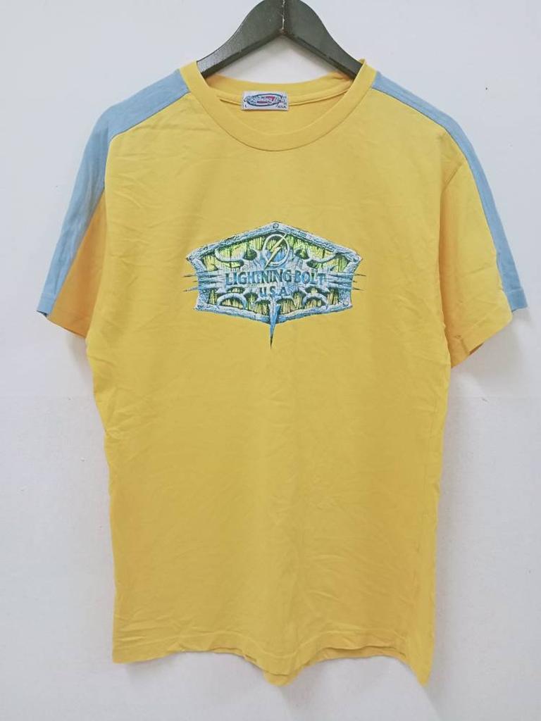 Vintage Koszulka Piorun Żółta Koszulka Surfingowa Retro Surf Streetwear Rozmiar M