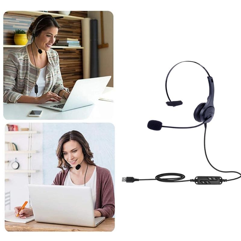 Noise Cancelling USB Headset with Soft Memory Foam Earpads Wide Compatibility for PC Laptop