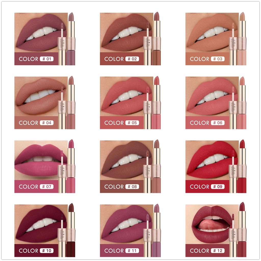 2-in-1 Lipstick & Gloss Hybrid with Matte Finish | All-Day Festival Makeup for Casual, Work & Celebration