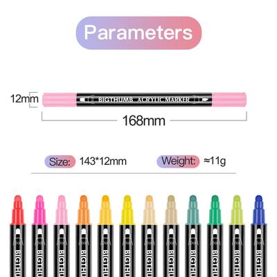 24-Pack  Acrylic Paint Markers Vibrant Color Assortment Dual-Tip Quick Dry Non Toxic for Kids Adult