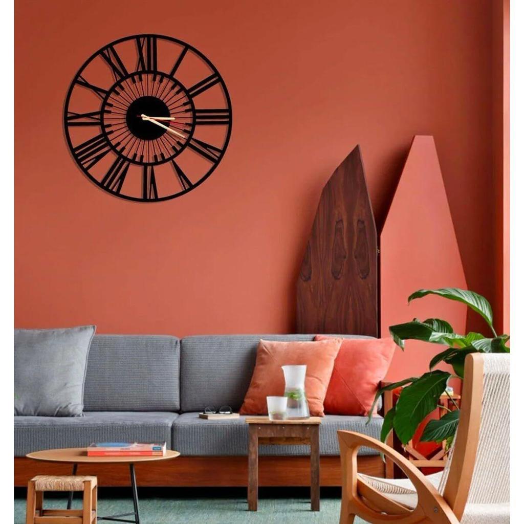 Stor Världskarta Väggklocka, Metall Minimalistisk Modern Klocka, Rund Tyst Icke-Tickande Batteridriven Väggklocka för Vardagsrum/Hem