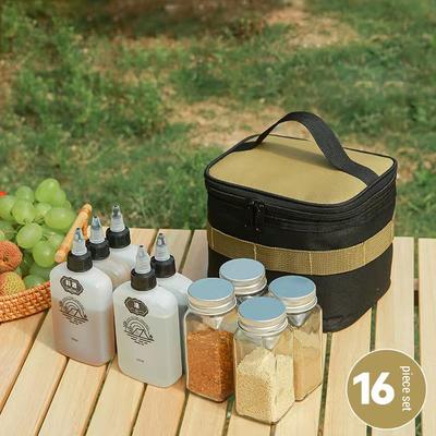 Set di bottiglie per condimenti da campeggio Bollitore per liquidi portatile per bottiglie di spezie da esterno con borsa da campeggio