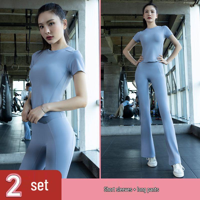 Conjunto de Fitness de Verano de Alta Gama para Mujer - Secado Rápido para Yoga y Pilates - Ropa Exterior de Manga Corta